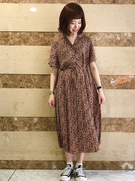 「w closet（ダブルクローゼット）のアイテム（ワンピース、ピンク系）」を使った、Risako Nakaさん（レディース・160cm）の夏コーディネート