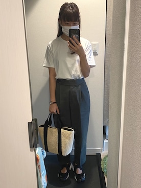 「UNIQLO（ユニクロ）のクルーネックT（半袖）（Tシャツ/カットソー）」を使った、Mieさん（レディース・160cm）の夏コーディネート