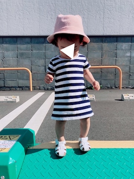 「無印良品（ムジルシリョウヒン）のアイテム（ワンピース/ドレス）」を使った、k.otoさん（キッズ・80cm）の夏コーディネート