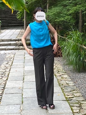 「FRAMeWORK（フレームワーク）のアイテム（スラックス）」を使った、pomco37さん（レディース・168cm）の夏コーディネート