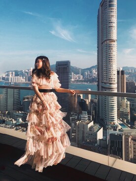 「アイテム（ドレス、ピンク系）」を使った、Twinkle Chengさん（レディース・158cm）の冬コーディネート