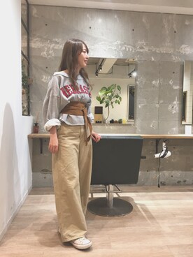 「SHENERY」｜「アイテム（スウェット）」を使った、miyukinakaさん（レディース・160cm）の春コーディネート