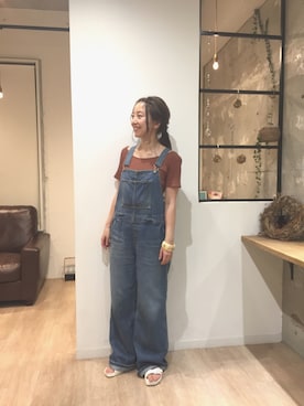「アイテム（サロペット/オーバーオール）」を使った、miyukinakaさん（レディース・160cm）の夏コーディネート