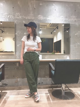 「アイテム（カーゴパンツ）」を使った、miyukinakaさん（レディース・160cm）の夏コーディネート