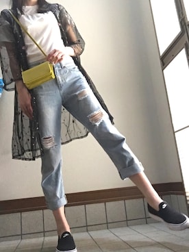 「イエローバッグ」｜「アイテム（ジャケット/アウター）」を使った、maaさん（レディース・174cm）の春コーディネート