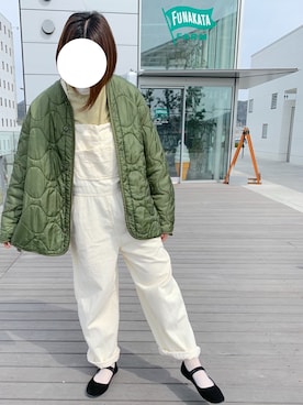 「ノーカラーシャツ」｜「アイテム（オールインワン・サロペット）」を使った、ささん（レディース・160cm）の春コーディネート
