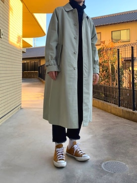 「ESTNATION（エストネーション）のアイテム（ステンカラーコート）」を使った、Kotaさん（メンズ・167cm）の冬コーディネート