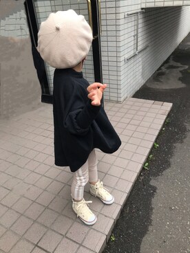 「ローリーズファーム(LOWRYS FARM)」｜「アイテム（ハンチング/ベレー帽）」を使った、✳︎sho-ma✳︎さん（キッズ・100cm）の春コーディネート