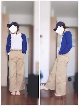 「BEN DAVIS（ベンデイビス）のアイテム（キャップ、ブルー系）」を使った、Mon½さん（レディース・162cm）の春コーディネート