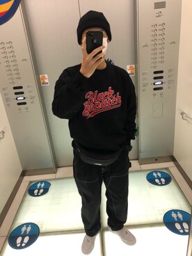 「BlackEyePatch（ブラックアイパッチ）のアイテム（スウェット）」を使った、取扱注意さん（メンズ・168cm）の春コーディネート
