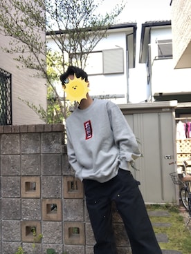「BlackEyePatch（ブラックアイパッチ）のアイテム（スウェット）」を使った、取扱注意さん（メンズ・168cm）の春コーディネート