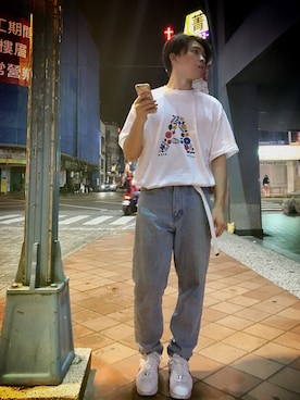 「plain-me（プレインミー）のアイテム（その他）」を使った、留東顯さん（メンズ・165cm）の夏コーディネート