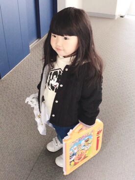 「allolun.（オールオルン）のアイテム（ジャケット/アウター）」を使った、はゆ‪☺︎‬さん（キッズ・80cm）の冬コーディネート