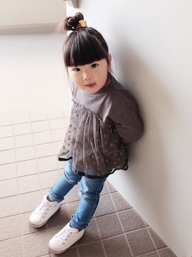 「BREEZE（ブリーズ）のアイテム（チュニック）」を使った、はゆ‪☺︎‬さん（キッズ・80cm）の春コーディネート