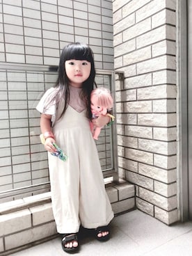 「髪ボサボサ」｜「アイテム（オールインワン・サロペット）」を使った、はゆ‪☺︎‬さん（キッズ・90cm）の夏コーディネート