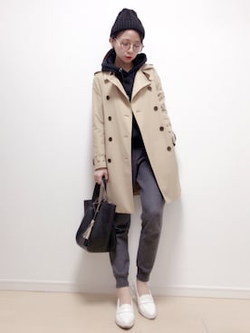 「STUDIOUS（ステュディオス）のアイテム（トレンチコート）」を使った、apricotnaoさん（レディース・157cm）の冬コーディネート