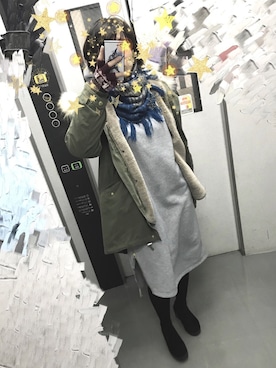 「DISCOAT（ディスコート）のアイテム（モッズコート）」を使った、瞳さん（レディース・164cm）の冬コーディネート
