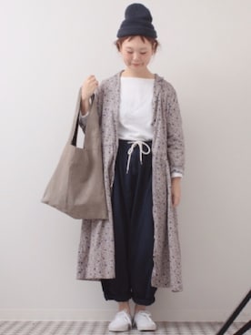 「NANO universe（ナノユニバース）のアイテム（ニットキャップ/ビーニー）」を使った、よちさん（レディース・157cm）の春コーディネート