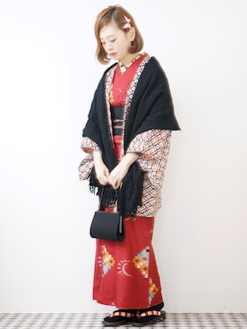 「ふりふ（フリフ）のアイテム（ヘアアクセサリー）」を使った、よちさん（レディース・157cm）の冬コーディネート