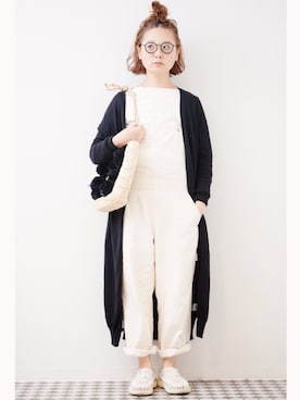 「ハーフアップ」｜「アイテム（オールインワン・サロペット）」を使った、よちさん（レディース・157cm）の春コーディネート