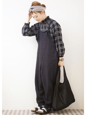 「アイテム（ヘアアクセサリー）」を使った、よちさん（レディース・157cm）の春コーディネート