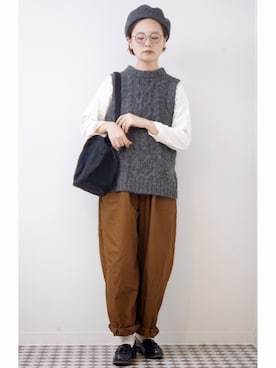 「BEAMS BOY（ビームスボーイ）のアイテム（ハンチング/ベレー帽）」を使った、よちさん（レディース・157cm）の秋コーディネート