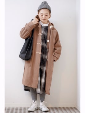 「BEAMS BOY（ビームスボーイ）のアイテム（シャツワンピース）」を使った、よちさん（レディース・157cm）の冬コーディネート