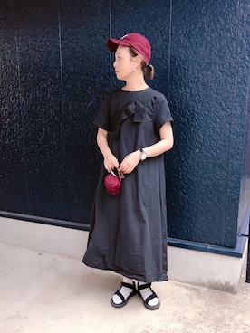 「黒いワンピース」｜よちさん（レディース・157cm）の夏コーディネート