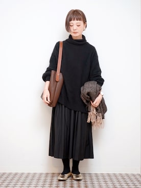 「Steven Alan（スティーブンアラン）のアイテム（バレエシューズ）」を使った、よちさん（レディース・157cm）の冬コーディネート