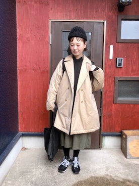 「ダブルボタン」｜「アイテム（スウェット）」を使った、よちさん（レディース・157cm）の冬コーディネート