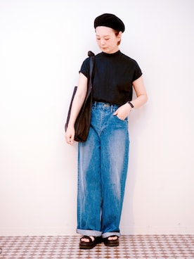 「ブリーチデニム」｜「アイテム（腕時計）」を使った、よちさん（レディース・157cm）の夏コーディネート