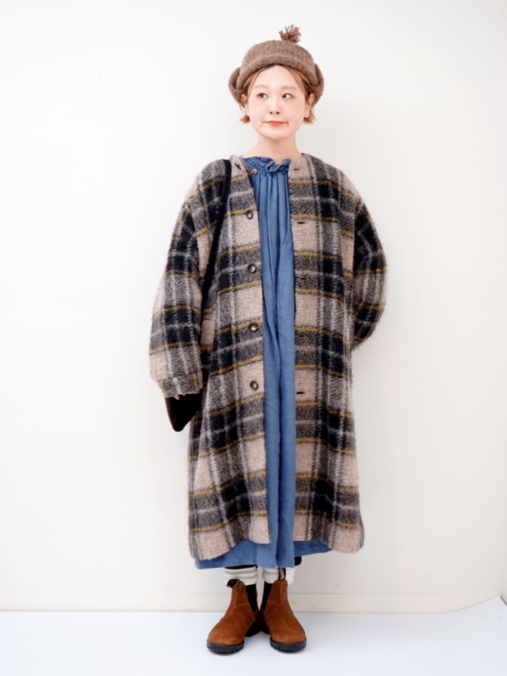 美品 ビームスボーイ BEAMS BOY スライバー チェックコート アウター