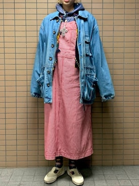 「Guess（ゲス）のアイテム（ジャケット/アウター）」を使った、かんなさん（レディース・164cm）の冬コーディネート