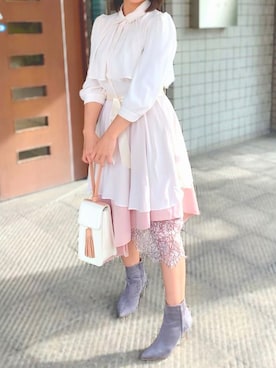 「MERCURYDUO（マーキュリーデュオ）のアイテム（ブーツ）」を使った、meiさん（レディース・149cm）の秋コーディネート