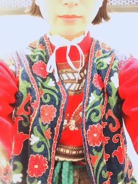 「紐ベルト」｜「アイテム（その他アウター）」を使った、おこめさん（レディース・160cm）の春コーディネート