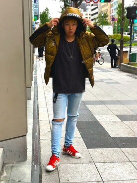 「AVIREX（アヴィレックス）のアイテム（ダウンジャケット/コート）」を使った、しんちゃんさん（メンズ・181cm）の秋コーディネート