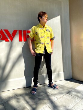 「AVIREX（アヴィレックス）のアイテム（サンダル）」を使った、しんちゃんさん（メンズ・181cm）の春コーディネート