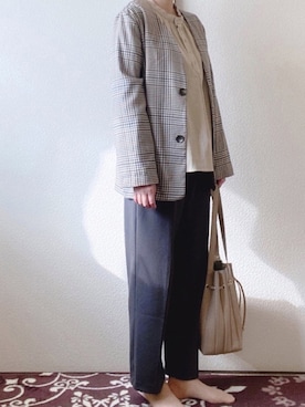 「coca（coca）（コカ）のアイテム（ノーカラージャケット）」を使った、susan925さん（レディース・163cm）の春コーディネート