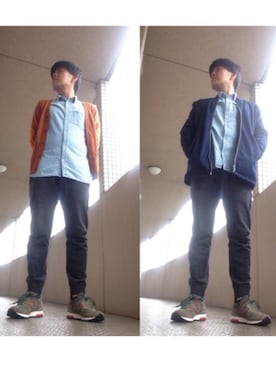 「デニムシャツ」｜「H&M（エイチ・アンド・エム）のアイテム（ジャケット/アウター）」を使った、ノエルさん（メンズ・173cm）の秋コーディネート