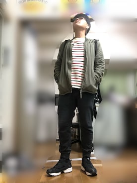 「アイテム（MA-1）」を使った、ノエルさん（メンズ・173cm）の秋コーディネート