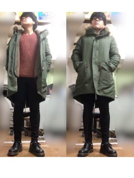 「シンプルおしゃれが好き」｜「アイテム（モッズコート）」を使った、ノエルさん（メンズ・173cm）の秋コーディネート