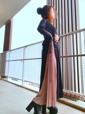 「配色」｜「アイテム（ハンチング/ベレー帽）」を使った、kankiiさん（レディース・146cm）の秋コーディネート