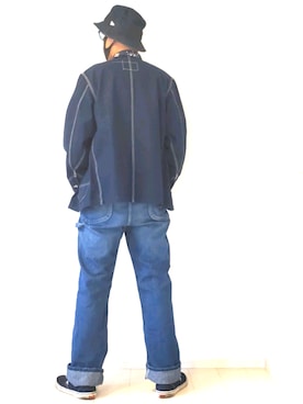 「Lee（リー）のアイテム（ノーカラージャケット）」を使った、Rさん（メンズ・184cm）の春コーディネート