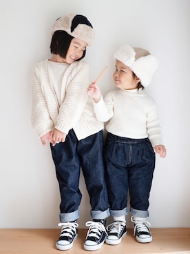 「petit main（プティマイン）のアイテム（その他トップス）」を使った、haa__fuuさん（キッズ・100cm）の秋コーディネート