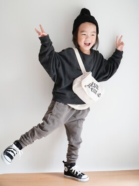 「アイラブCONVERSE」｜haa__fuuさん（キッズ・100cm）の秋コーディネート