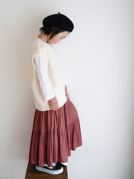 「秋のマイ旬スタイル」｜「アイテム（ハンチング/ベレー帽）」を使った、haa__fuuさん（キッズ・120cm）の秋コーディネート