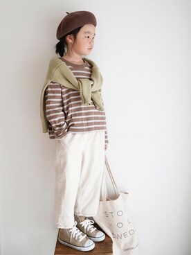 「ローリーズファーム(LOWRYS FARM)」｜「アイテム（ハンチング/ベレー帽）」を使った、haa__fuuさん（キッズ・120cm）の冬コーディネート