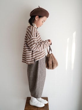 「ローリーズファーム(LOWRYS FARM)」｜「アイテム（ハンチング/ベレー帽）」を使った、haa__fuuさん（キッズ・120cm）の冬コーディネート