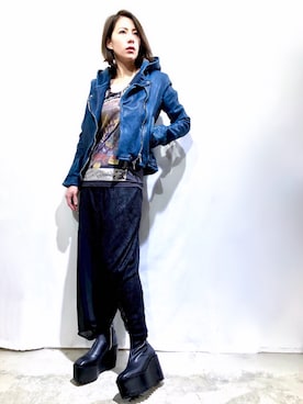 「ISAMU KATAYAMA BACKLASH（イサムカタヤマバックラッシュ）のアイテム（ジャケット/アウター）」を使った、Shih-huiさん（レディース・158cm）の冬コーディネート