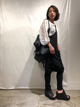 「AULA」｜「アイテム（サロペット/オーバーオール）」を使った、Shih-huiさん（レディース・158cm）の春コーディネート